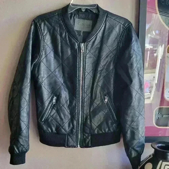 Ci Sono by Cabalini Women's Jacket Size Medium Black Full Zip Biker Jacket - Picture 1 of 11